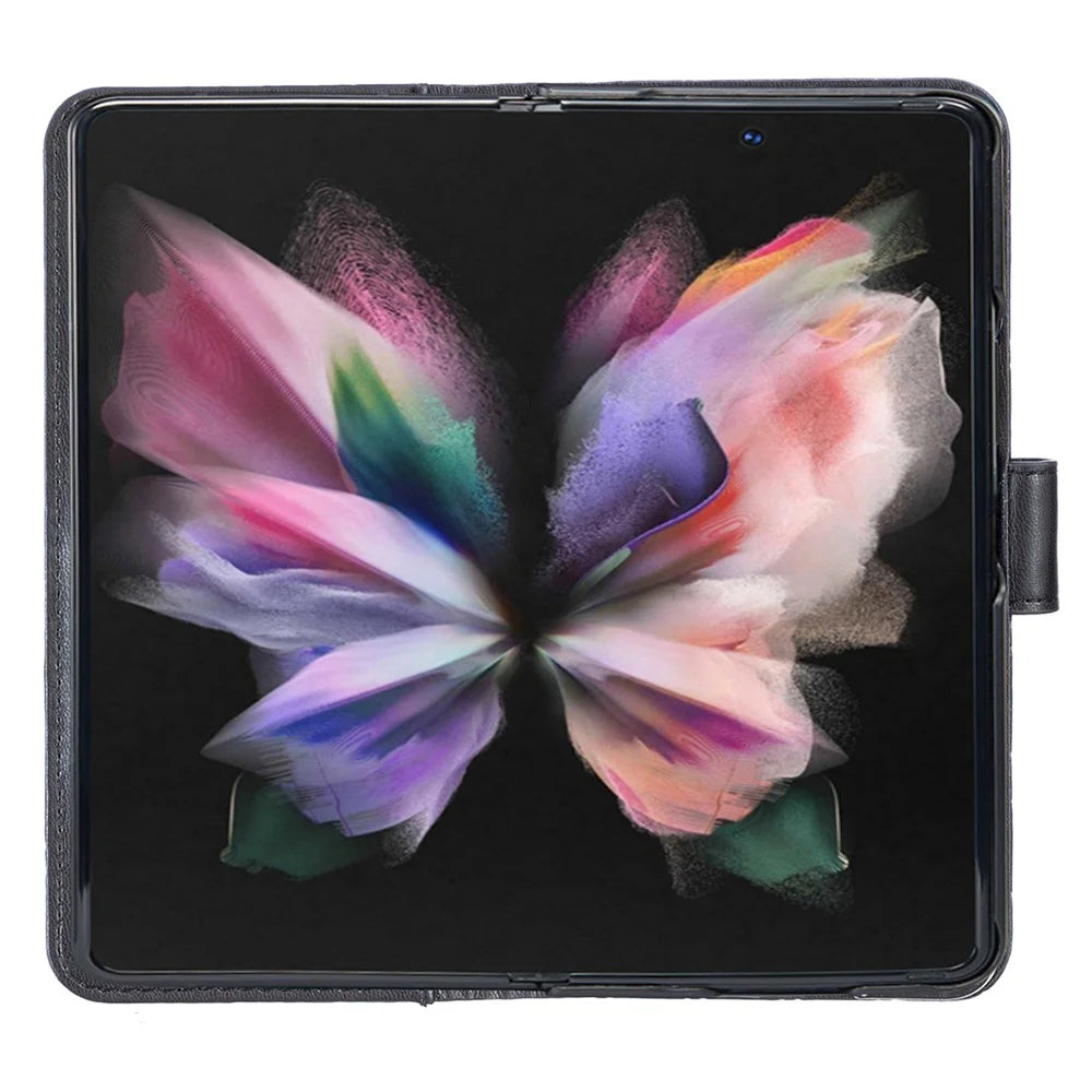 BINFEN COLOR Leather Case for Samsung Galaxy Z Fold5 5G Imprinted Phone Cover with Stand Wallet - Black - 2