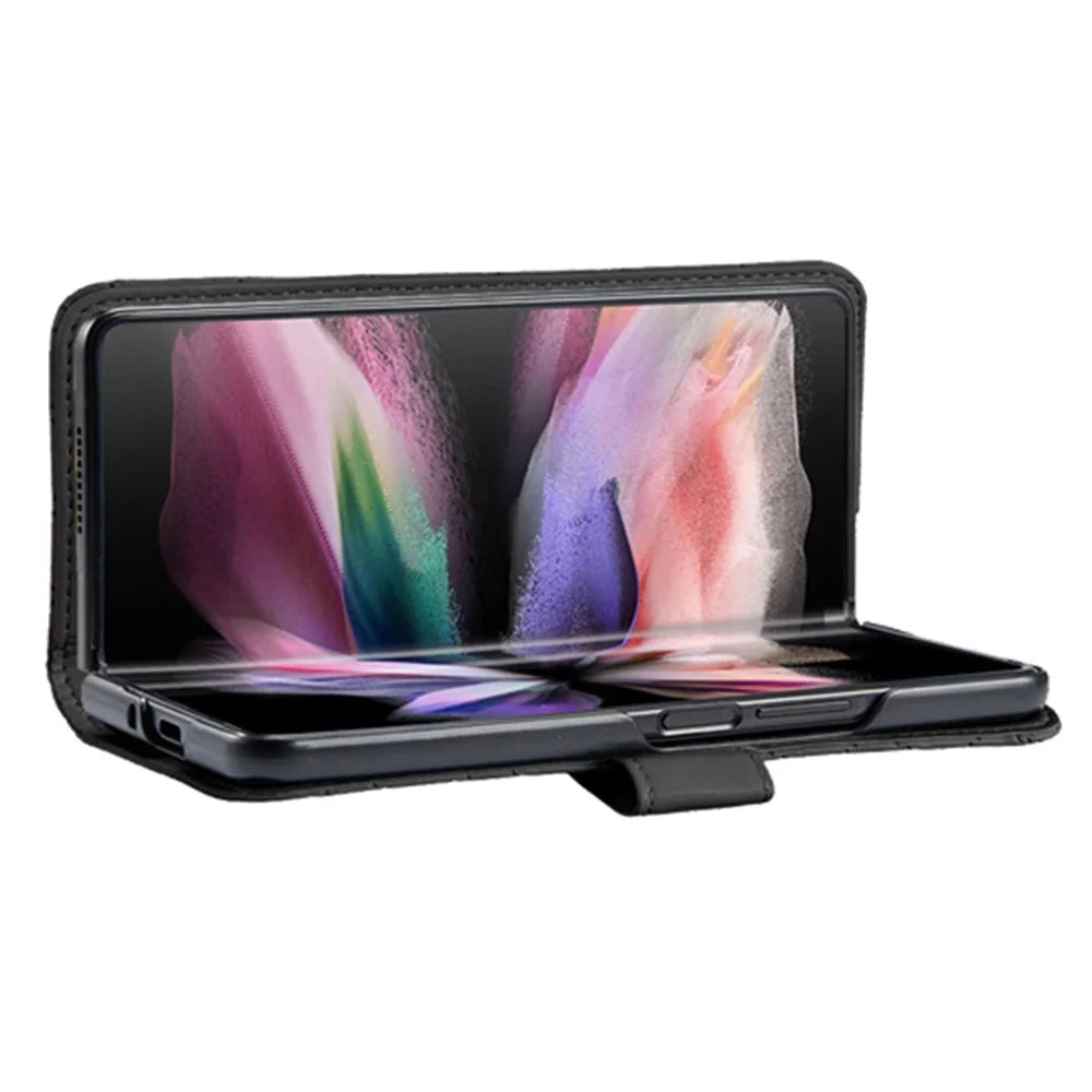 BINFEN COLOR Leather Case for Samsung Galaxy Z Fold5 5G Imprinted Phone Cover with Stand Wallet - Black - 4