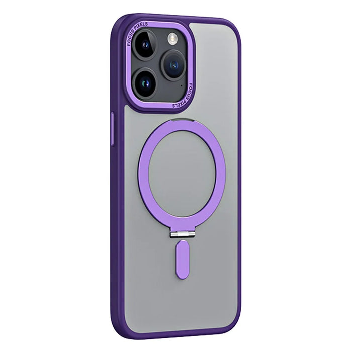 Magnetic Matte Case for iPhone 15 Pro Max , TPU+Acrylic Drop Protection Invisible Kickstand Phone Cover - Purple - 1