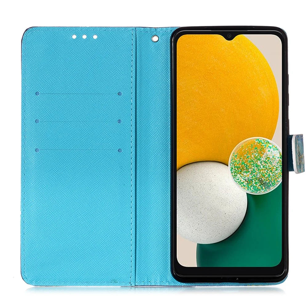 For Samsung Galaxy A24 4G (162.1mm) Leather Case 3D Pattern Printing Wallet Stand Mobile Cover with Strap - Golden Butterflies - 2