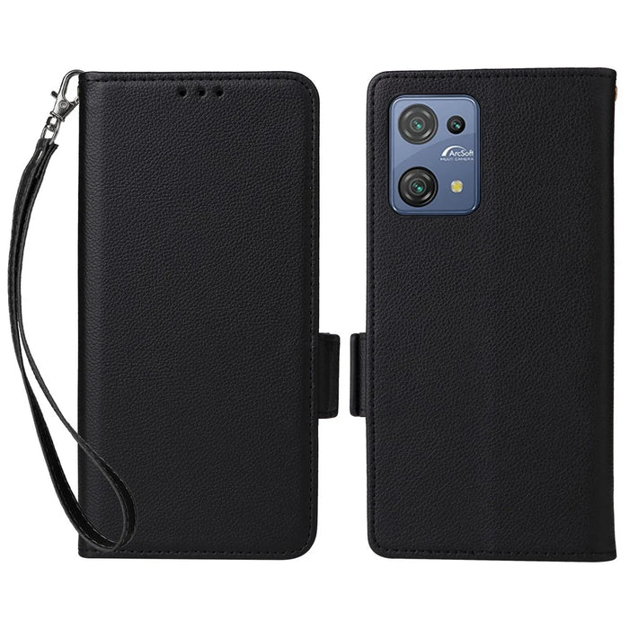PU Leather Phone Case for Blackview Oscal C30 / C30 Pro , Wallet Stand Litchi Texture Full Protection Cover with Strap - Black - 1