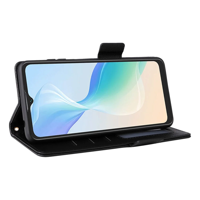 PU Leather Phone Case for Blackview Oscal C30 / C30 Pro , Wallet Stand Litchi Texture Full Protection Cover with Strap - Black - 3