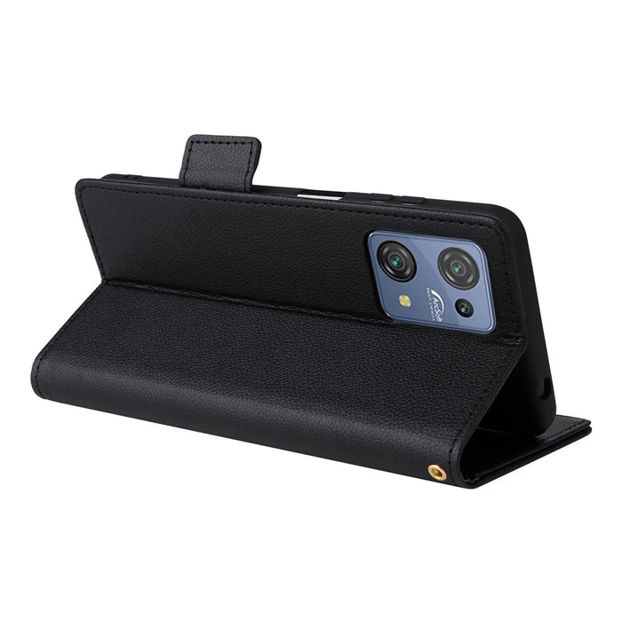 PU Leather Phone Case for Blackview Oscal C30 / C30 Pro , Wallet Stand Litchi Texture Full Protection Cover with Strap - Black - 4