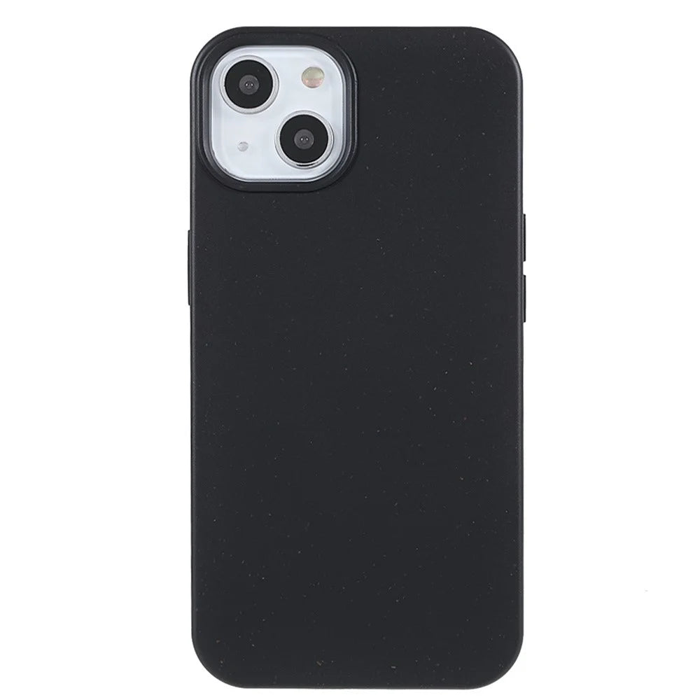 For iPhone 15 Starry Sky Series Matte Biodegradable Case Wheat Straw+TPU Hybrid Phone Cover - Black - 1