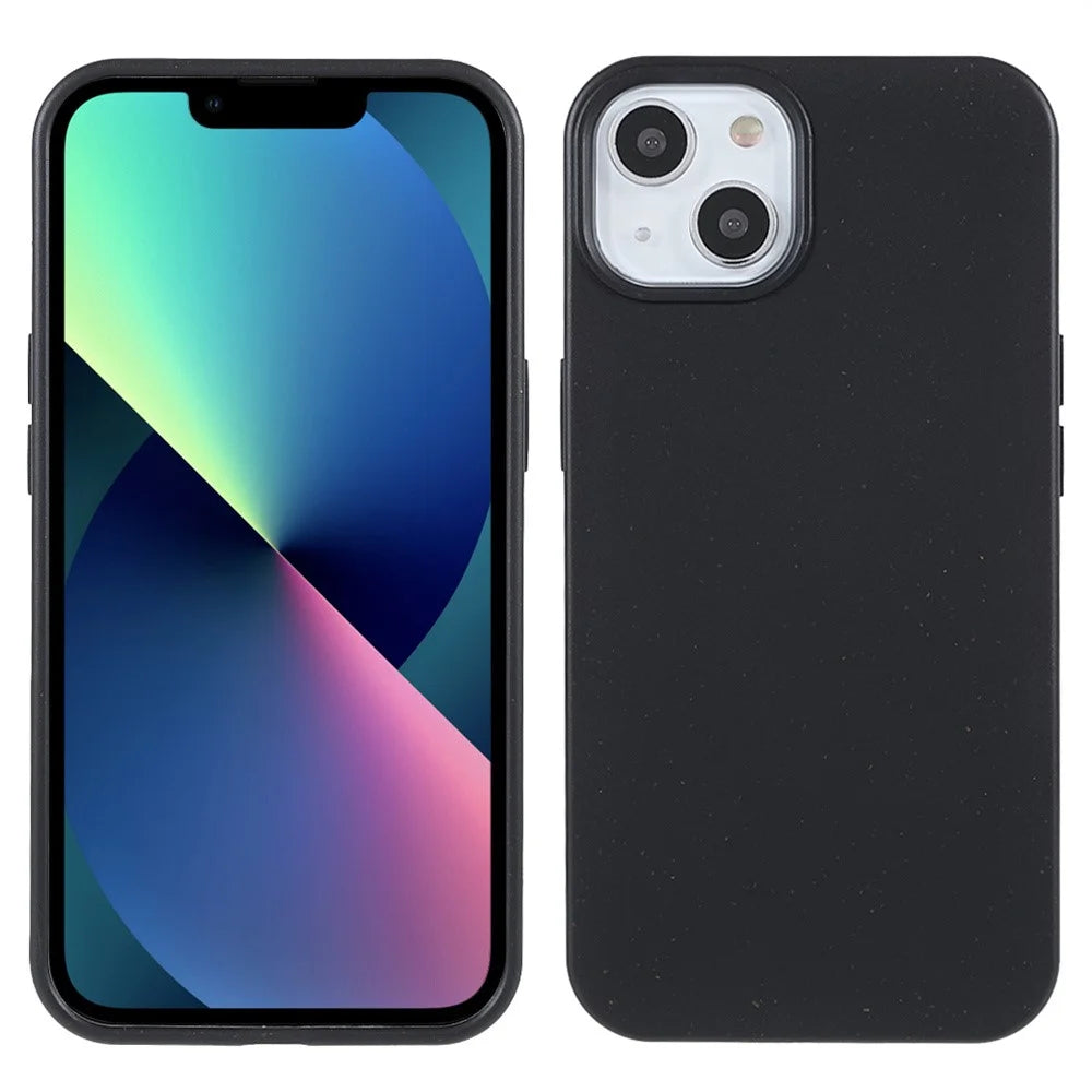 For iPhone 15 Starry Sky Series Matte Biodegradable Case Wheat Straw+TPU Hybrid Phone Cover - Black - 2