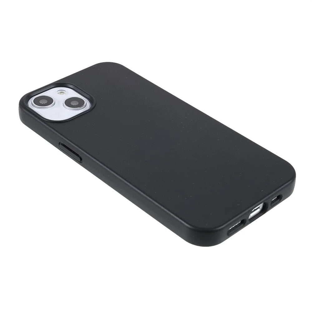 For iPhone 15 Starry Sky Series Matte Biodegradable Case Wheat Straw+TPU Hybrid Phone Cover - Black - 3