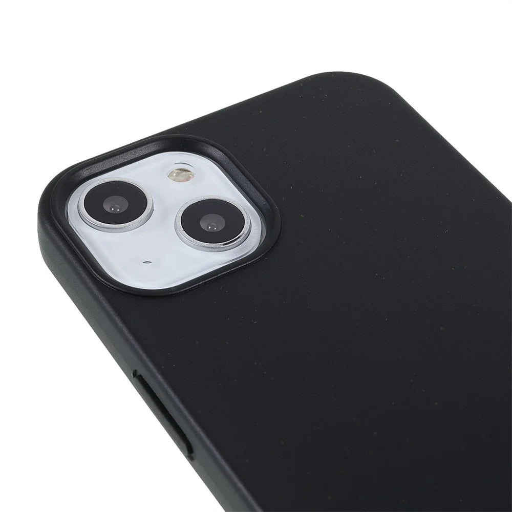 For iPhone 15 Starry Sky Series Matte Biodegradable Case Wheat Straw+TPU Hybrid Phone Cover - Black - 6