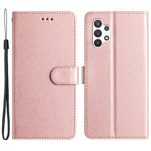 For Samsung Galaxy A32 5G / M32 5G PU Leather Drop-proof Phone Case Silk Texture Stand Wallet Cover - Rose Gold - 1