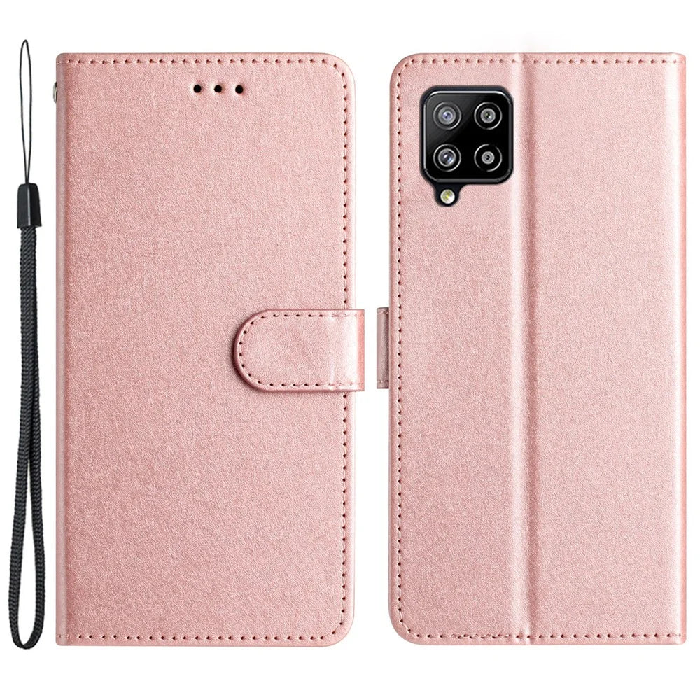 For Samsung Galaxy A42 5G Silk Texture Wallet Phone Case Foldable Stand Leather Cover - Rose Gold - 1