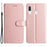 For Samsung Galaxy A40 Wallet Case Phone Stand Cover Silk Texture PU Leather Shell with Hand Strap - Rose Gold - 1