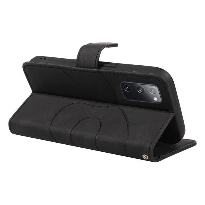 For Samsung Galaxy S20 FE 5G / S20 FE / S20 FE 2022 / S20 Lite Wallet Leather Phone Cover Imprinted Stand Case - Black - 3