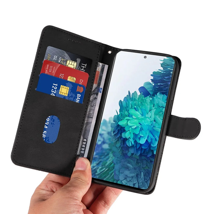 For Samsung Galaxy S20 FE 5G / S20 FE / S20 FE 2022 / S20 Lite Wallet Leather Phone Cover Imprinted Stand Case - Black - 5