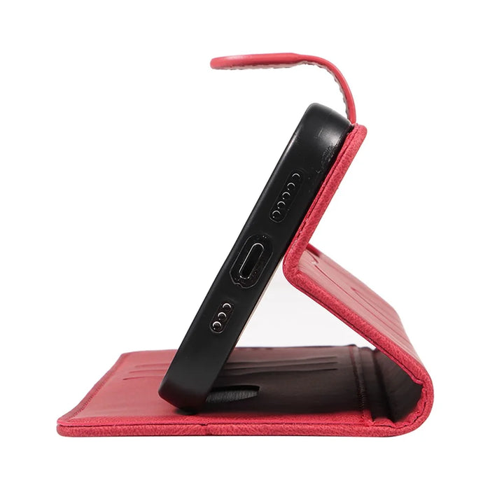 PU Leather Cover for Samsung Galaxy A34 5G , Lines Imprinted Stand Wallet Phone Case - Red - 6