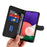 For Samsung Galaxy A22 5G (EU Version) A22S PU Leather Phone Case Imprinted Line Wallet Stand Shell - Black - 5