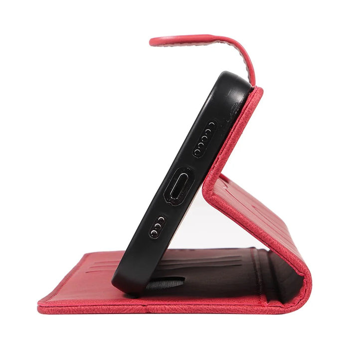 For Samsung Galaxy A13 4G / 5G Wallet Phone Cover PU Leather Imprinted Line Case with Stand - Red - 6