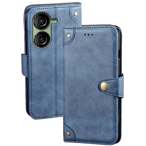 IDEWEI Shockproof Case for Asus Zenfone 10 5G Anti-Scratch PU Leather Wallet Phone Cover - Blue - 1