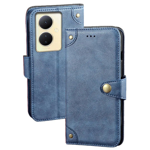 IDEWEI For vivo V29 Lite 5G Textured Phone Shell Stand Wallet PU Leather Phone Cover Anti-Scratch Case - Blue - 1