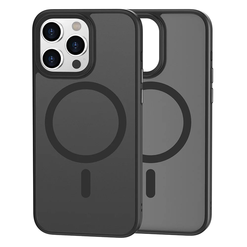 Magnetic Case for iPhone 15 Pro Compatible with MagSafe Skin-touch PC+TPU Matte Phone Cover - Black - 1
