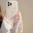 TPU Phone Case For iPhone 14 Pro Max , Peach Bear Pattern Decor Phone Shell Flexible Cover with Pearl Chain - 1