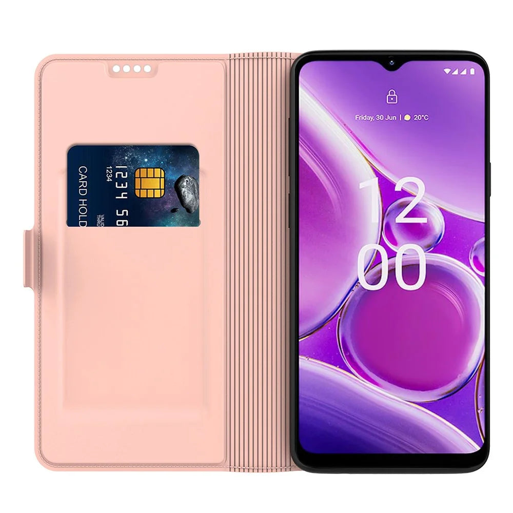 Magnetic PU Leather Stand Cover For Nokia G42 , Card Slot Phone Shell Full Protection Flip Case - Rose Gold - 2