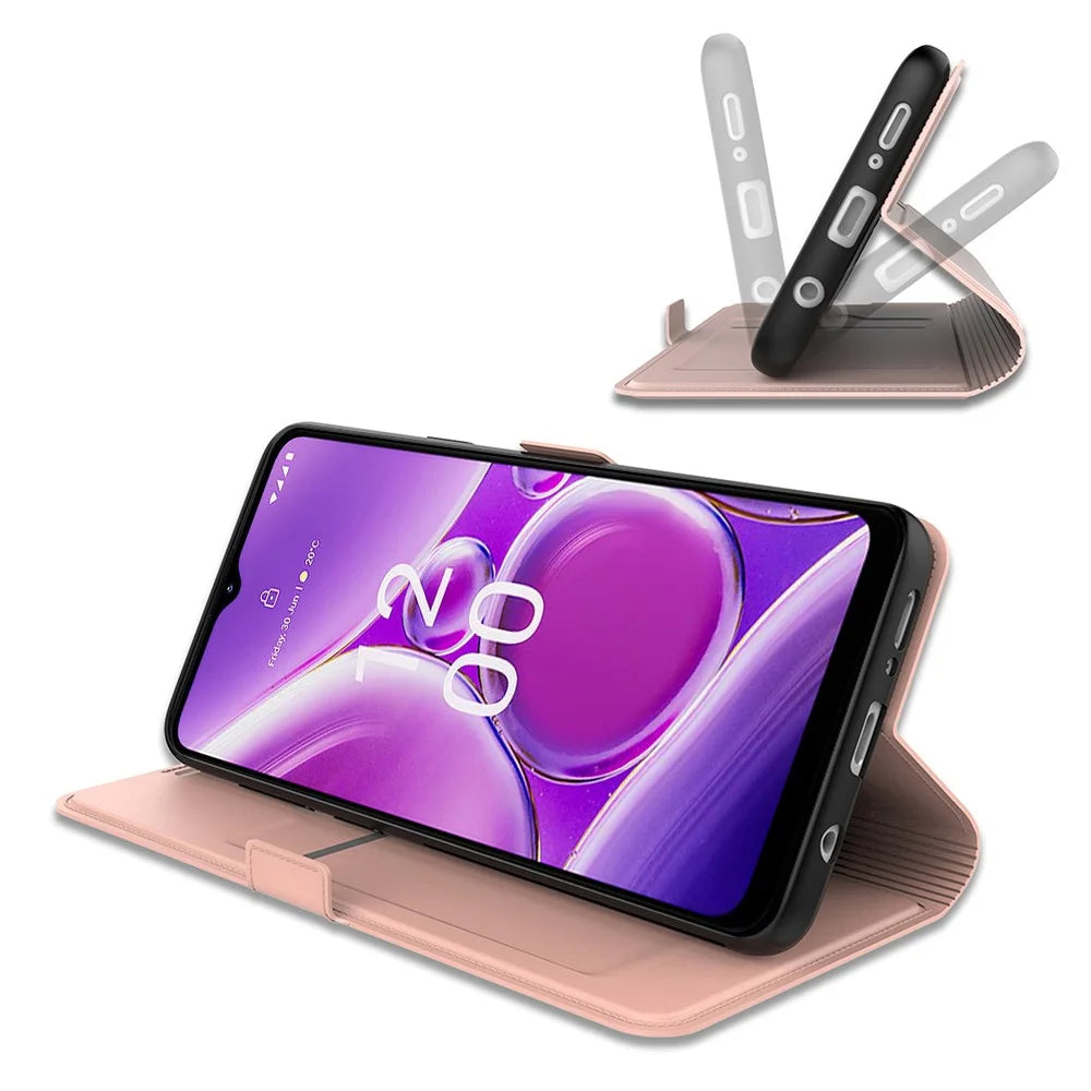 Magnetic PU Leather Stand Cover For Nokia G42 , Card Slot Phone Shell Full Protection Flip Case - Rose Gold - 3