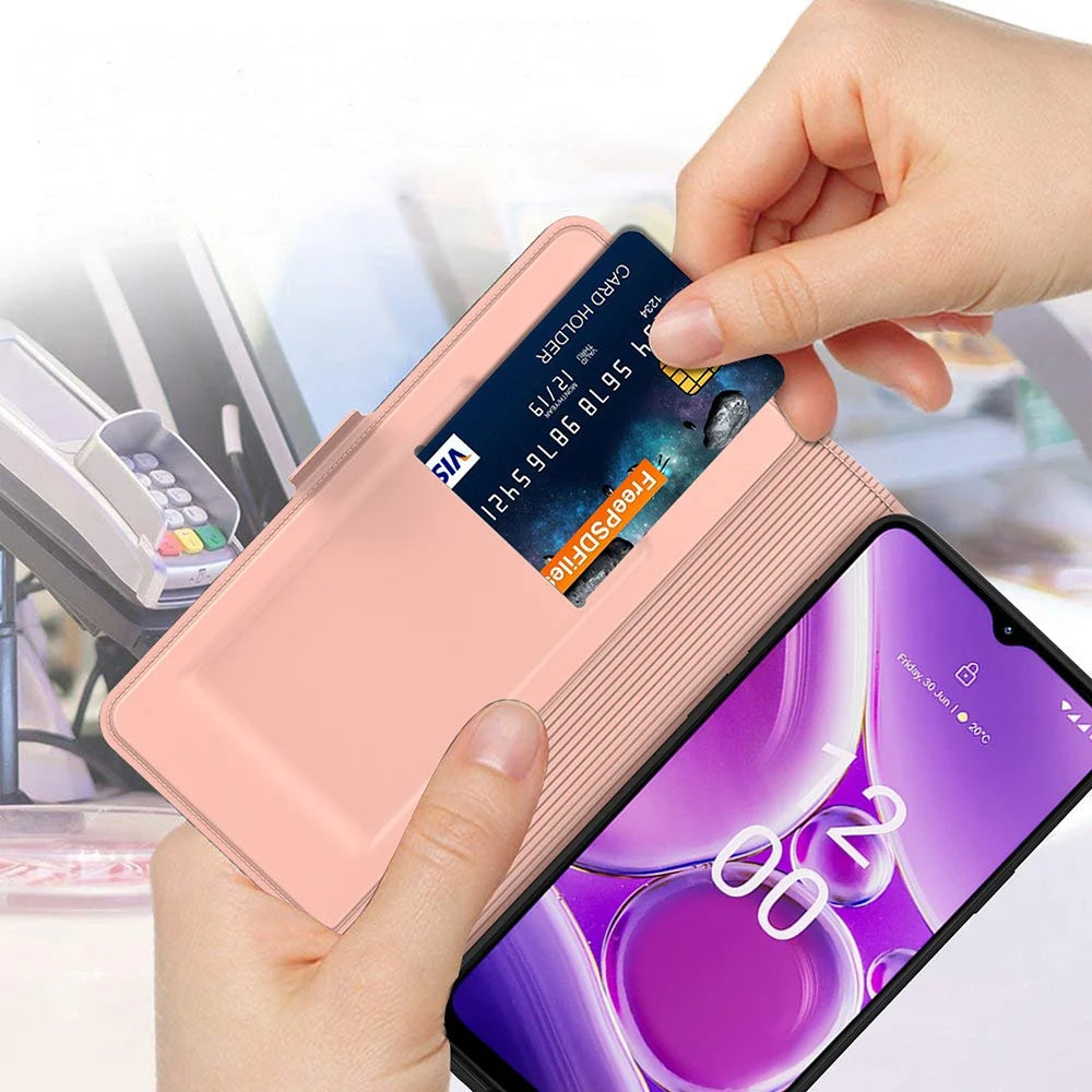 Magnetic PU Leather Stand Cover For Nokia G42 , Card Slot Phone Shell Full Protection Flip Case - Rose Gold - 5