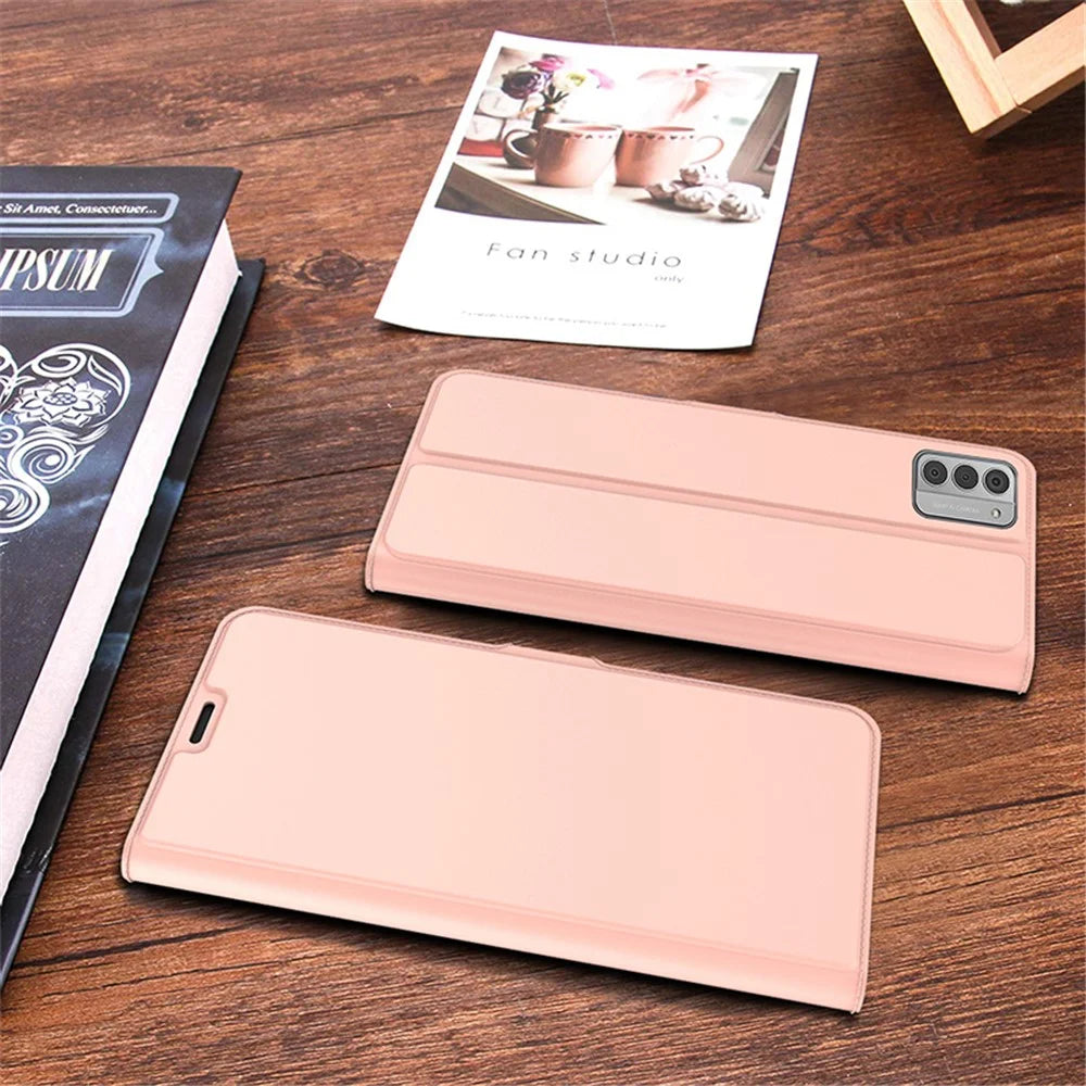 Magnetic PU Leather Stand Cover For Nokia G42 , Card Slot Phone Shell Full Protection Flip Case - Rose Gold - 7