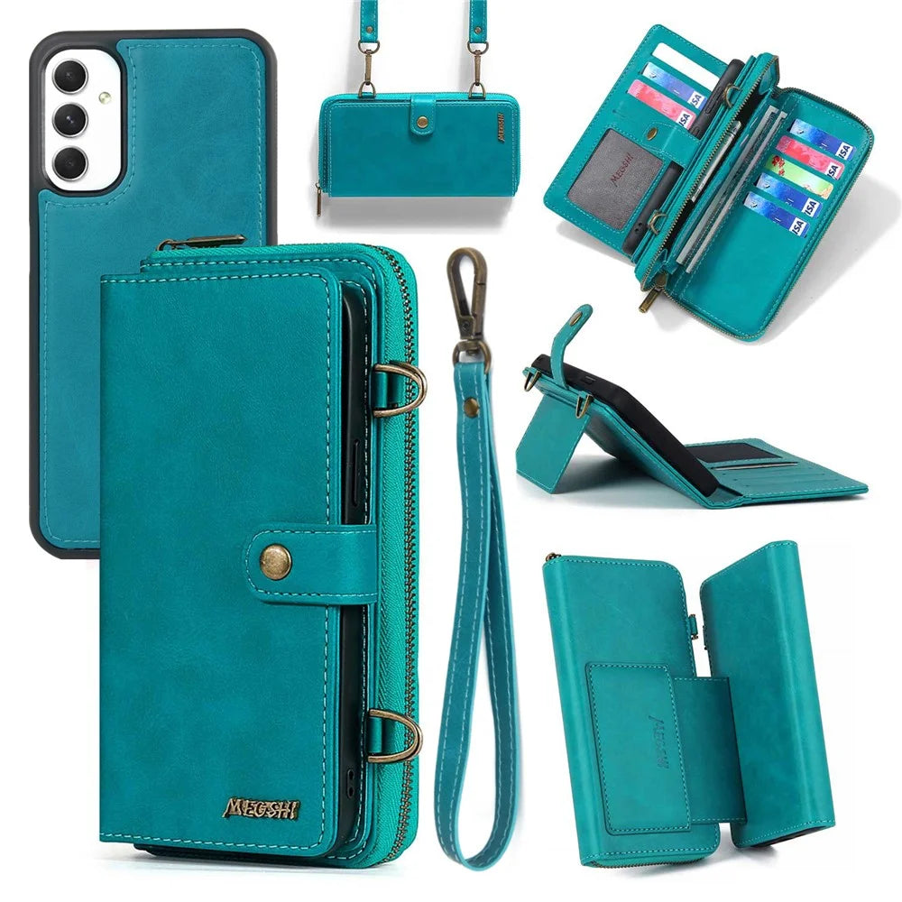 MEGSHI 020 Series for Samsung Galaxy A54 5G Detachable 2-in-1 Phone Wallet Case PU Leather Stand Multi-Function Cover - Blue - 1