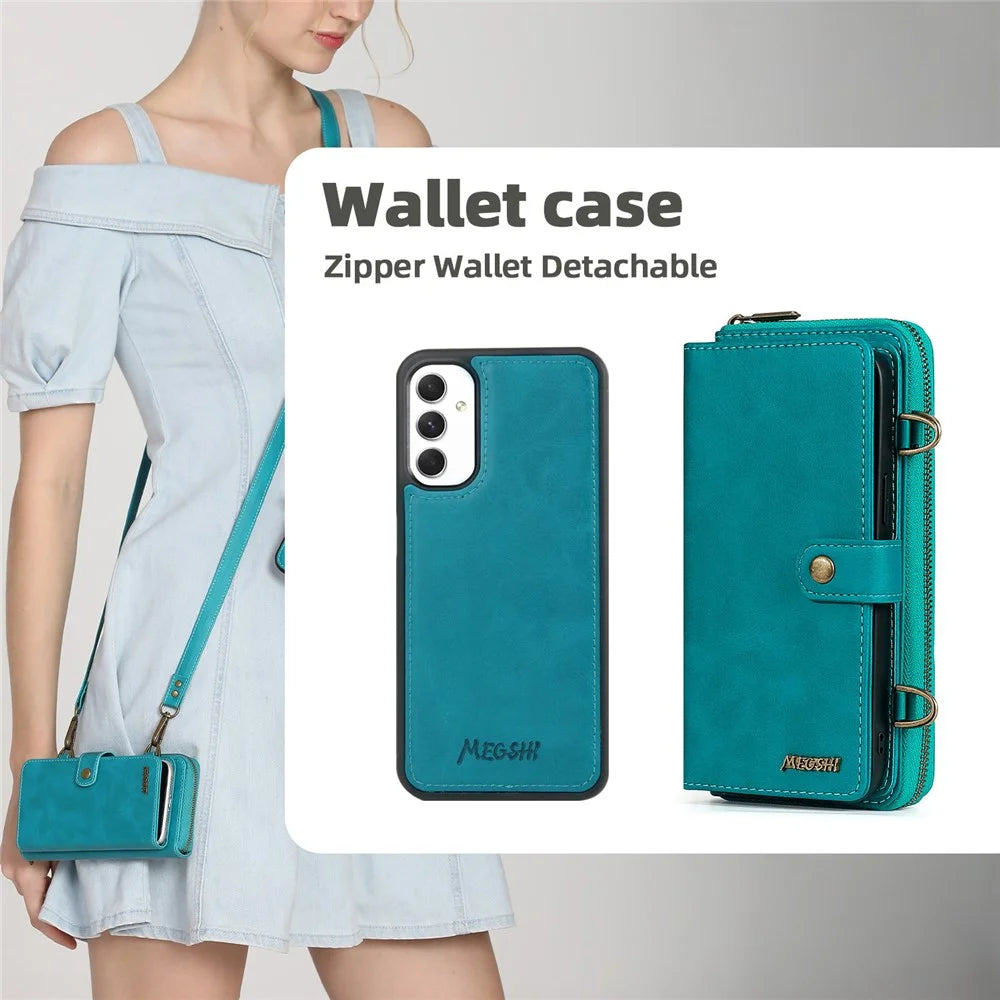 MEGSHI 020 Series for Samsung Galaxy A54 5G Detachable 2-in-1 Phone Wallet Case PU Leather Stand Multi-Function Cover - Blue - 4