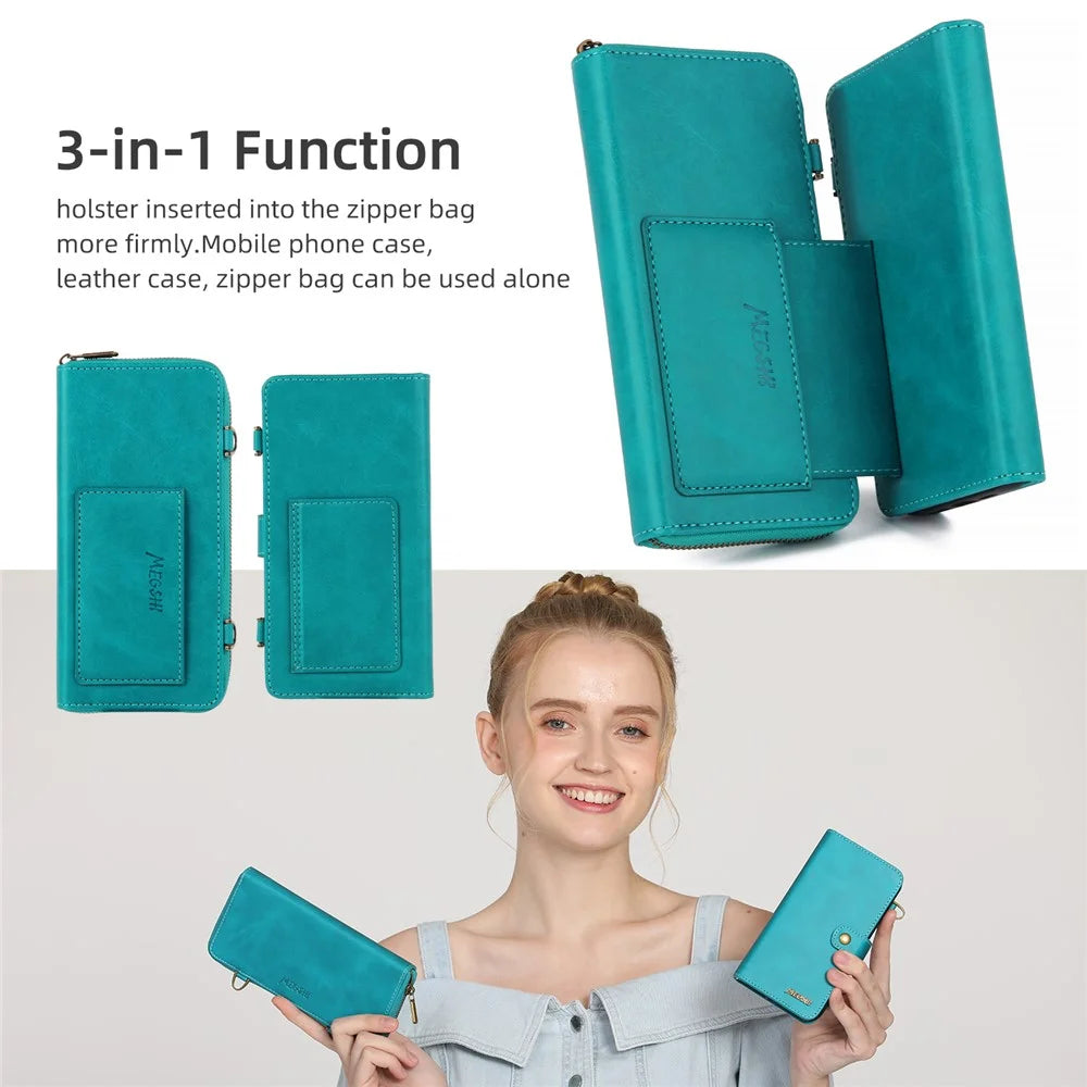 MEGSHI 020 Series for Samsung Galaxy A54 5G Detachable 2-in-1 Phone Wallet Case PU Leather Stand Multi-Function Cover - Blue - 7