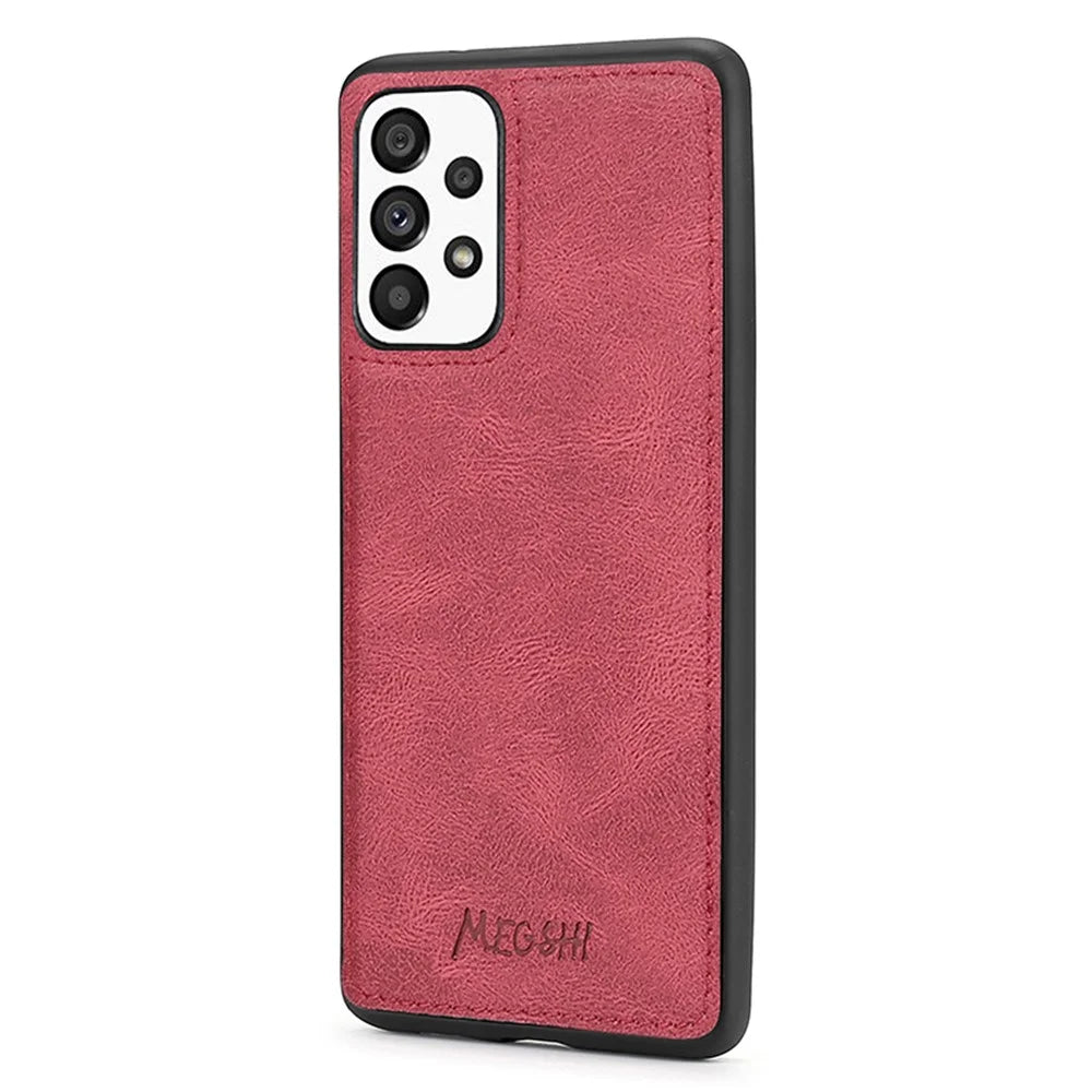 MEGSHI 017 Series For Samsung Galaxy A23 5G (Global Version) / A23 4G Detachable Magnetic Cover Zipper Wallet PU Leather Phone Case - Red - 3