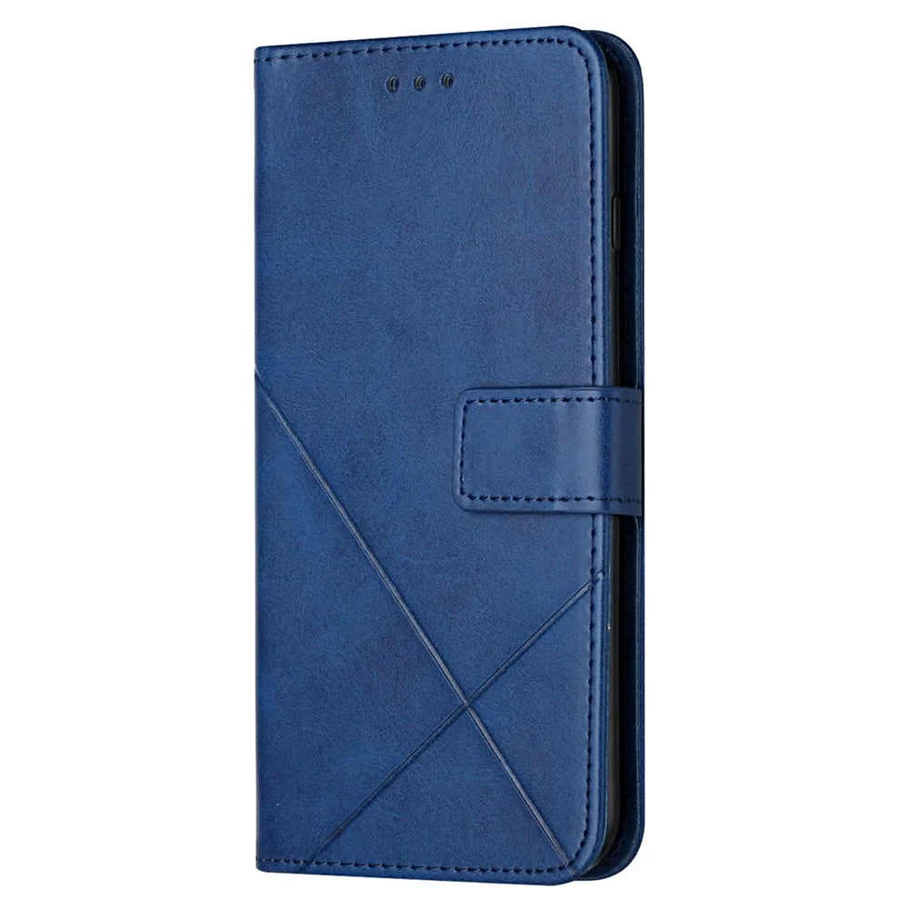 PU Leather Cover for iPhone 15 , Wallet Stand Imprinted Anti-drop Phone Case - Blue - 7