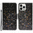 For iPhone 15 Pro Pattern Printing PU Leather Phone Case Cross Texture Wallet Stand Cover with Strap - Shattered Stars - 1