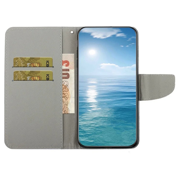 For iPhone 15 Pro Pattern Printing PU Leather Phone Case Cross Texture Wallet Stand Cover with Strap - Shattered Stars - 2