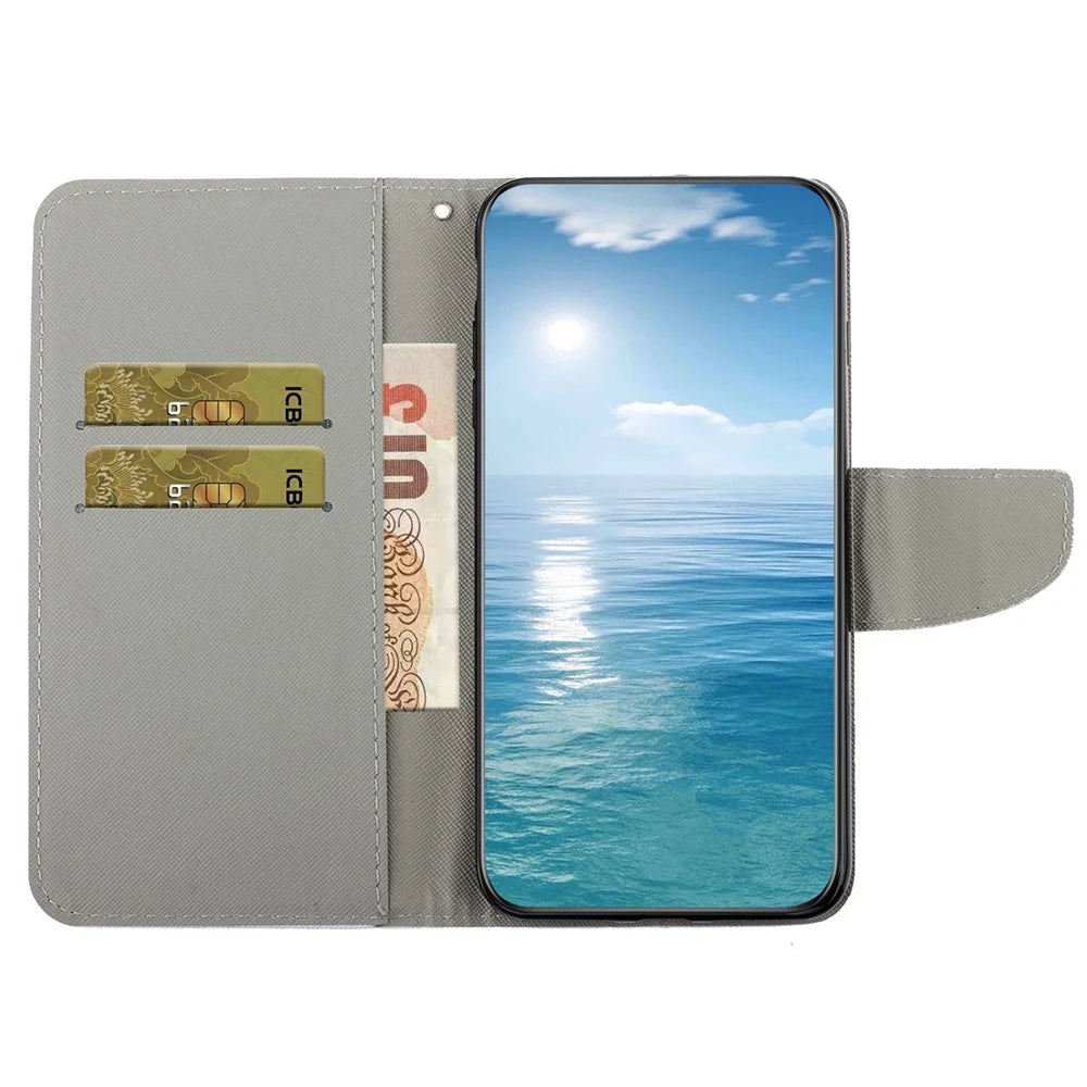 For iPhone 15 Pattern Printing Flip Wallet Case PU Leather Stand Phone Cover with Strap - Blue Butterfly - 2