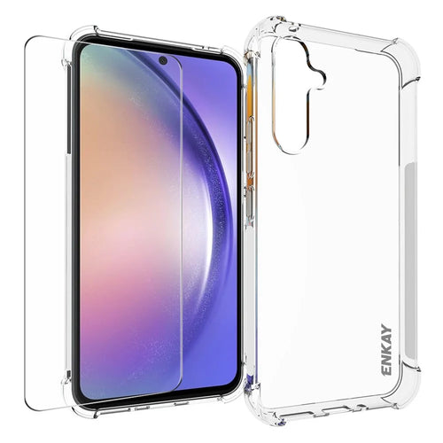 ENKAY HAT PRINCE For Samsung Galaxy A54 5G TPU Case Clear Phone Cover with High Aluminium-silicon Glass Screen Film - 1