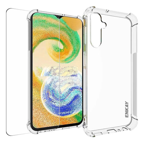 ENKAY HAT PRINCE For Samsung Galaxy A24 4G (162.1 x 77.6 x 8.3mm) Phone Case Clear TPU Cover with High Aluminium-silicon Glass Screen Film - 1