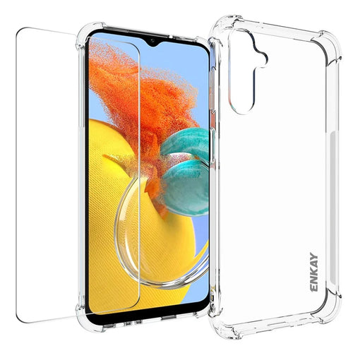 ENKAY HAT PRINCE For Samsung Galaxy M14 5G Phone TPU Case Crystal Clear Cover with High Aluminium-silicon Glass Screen Film - 1