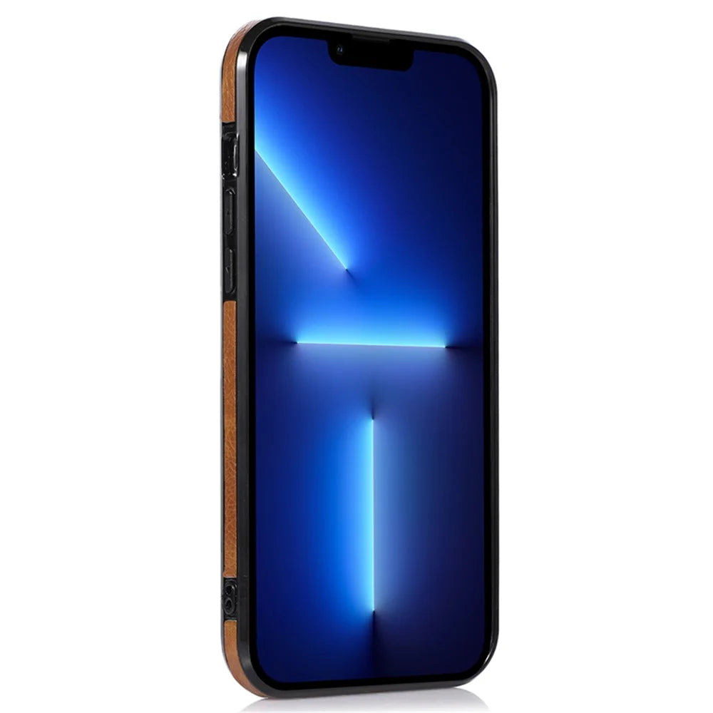 Logo View Phone Case for iPhone 13 Pro Max 6.7 inch Protective Slim Case Soft TPU+PU Phone Cover - Brown - 3