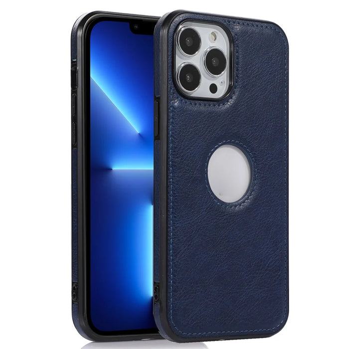 Protective Case for iPhone 13 Pro 6.1 inch Logo View Phone Case Soft TPU+PU Phone Slim Cover - Blue - 1