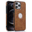 Shockproof Case for iPhone 12 Pro Max 6.7 inch Logo View Phone Case Soft TPU+PU Phone Cover - Brown - 1