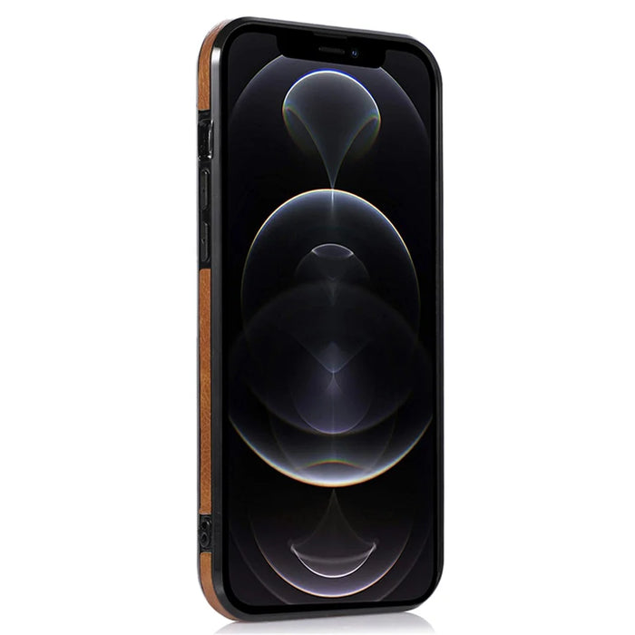 Shockproof Case for iPhone 12 Pro Max 6.7 inch Logo View Phone Case Soft TPU+PU Phone Cover - Brown - 3
