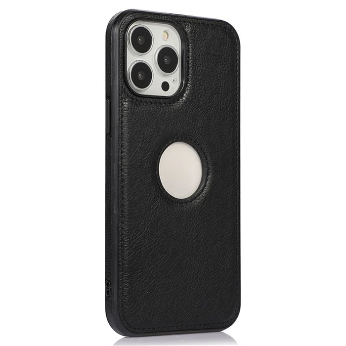 Anti-Drop Phone Case for iPhone 12 Pro 6.1 inch Logo View Soft TPU+PU Phone Cover - Black - 2