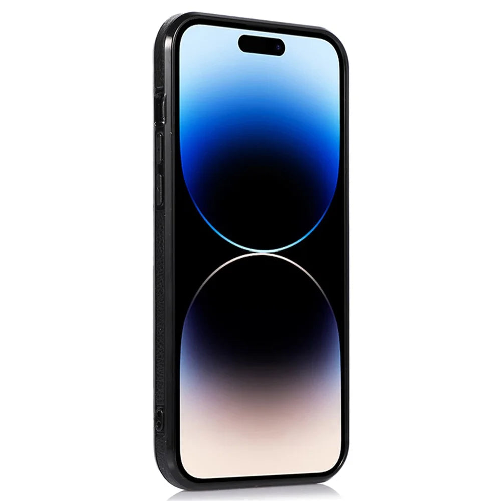 Anti-Drop Phone Cover for iPhone 14 Pro Logo View Shockproof Case Soft TPU+PU Phone Case - Black - 3