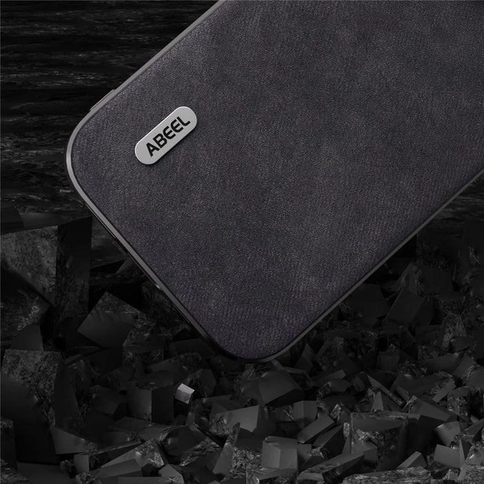 ABEEL For iPhone 15 Anti-drop Textured PU Leather Coated PC+TPU Shell Ultra Thin Phone Case - Black - 4