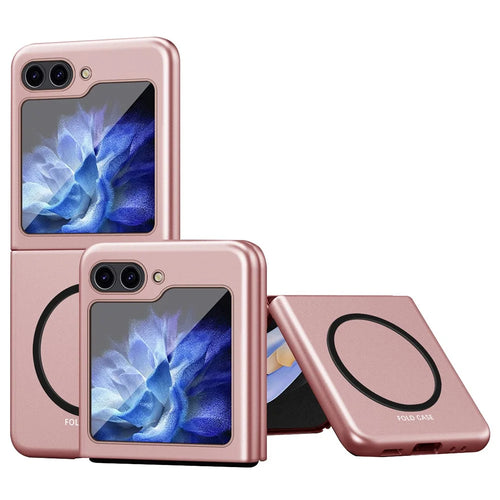 For Samsung Galaxy Z Flip5 5G Magnetic Case Skin-touch Rubberized PC Phone Cover - Pink - 1