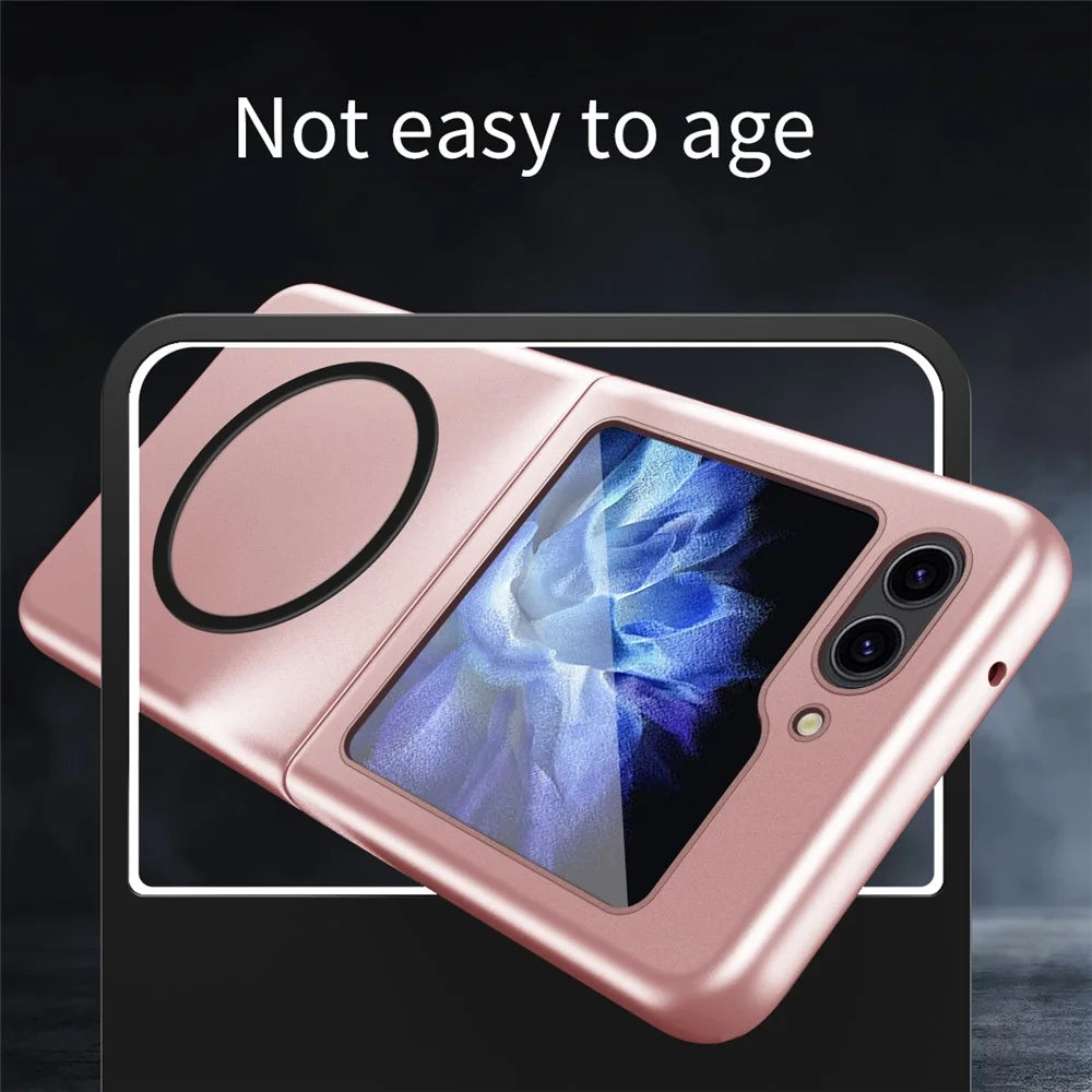 For Samsung Galaxy Z Flip5 5G Magnetic Case Skin-touch Rubberized PC Phone Cover - Pink - 3