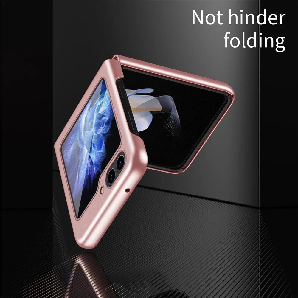 For Samsung Galaxy Z Flip5 5G Magnetic Case Skin-touch Rubberized PC Phone Cover - Pink - 7