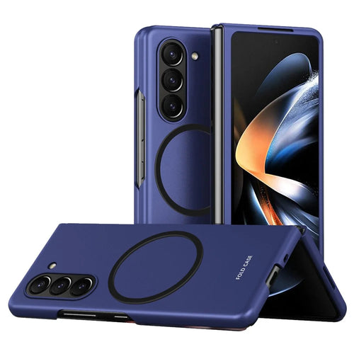 For Samsung Galaxy Z Fold5 5G Magnetic Phone Case Magnetic Case Skin-touch PC Anti-Scratch Cover - Sapphire - 1