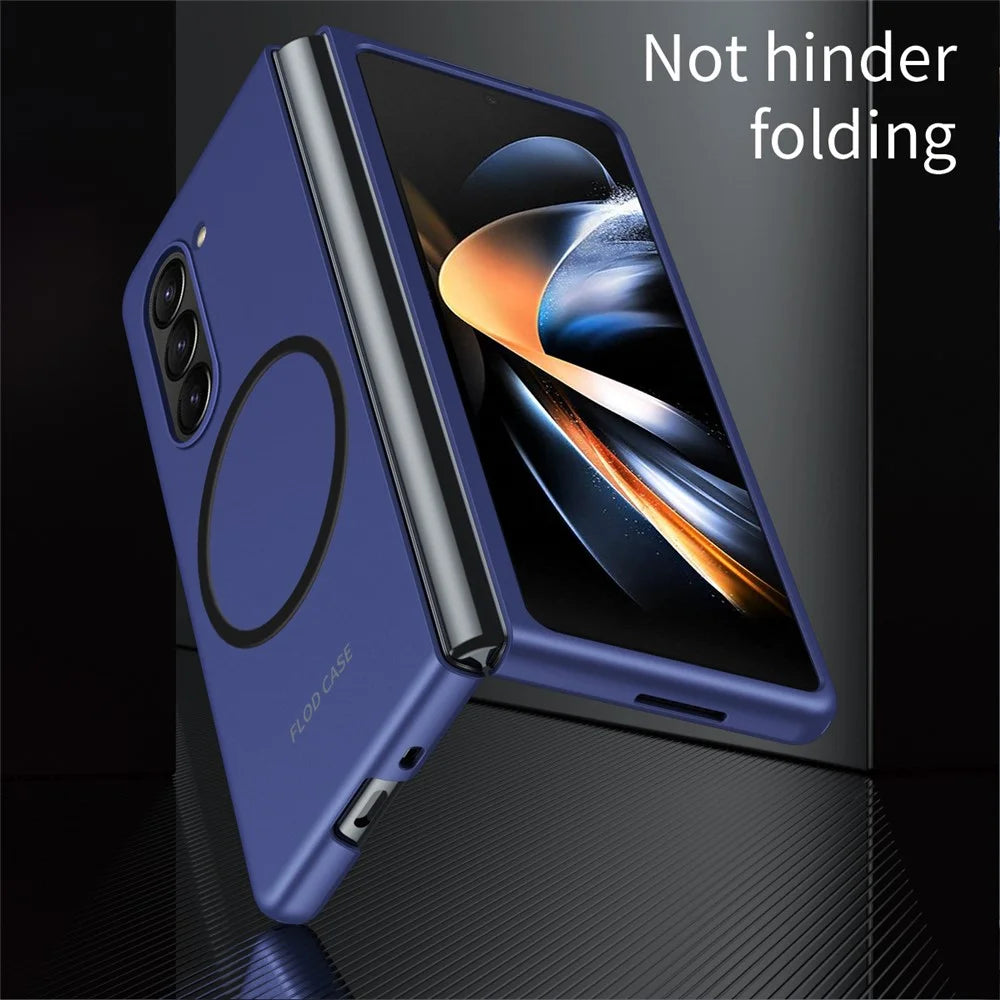 For Samsung Galaxy Z Fold5 5G Magnetic Phone Case Magnetic Case Skin-touch PC Anti-Scratch Cover - Sapphire - 7